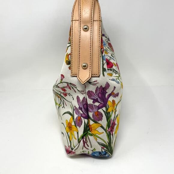 Gucci Horsebit Hobo Multicolor Flora Floral Cloth Leather Shoulder Bag Purse - Picture 8 of 17